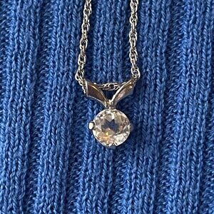 Hallmark Silver Necklace with sparkling moissanite diamond necklace 9” w/2” ext